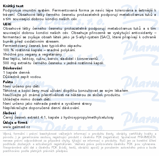 Černý česnek 500mg cps.60+30 Galmed