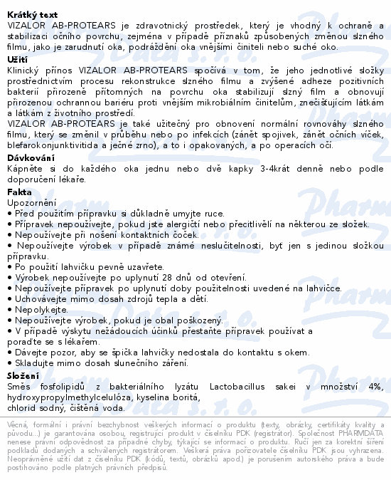 Vizalor AB-Protears ochranný roztok 8ml Valtix