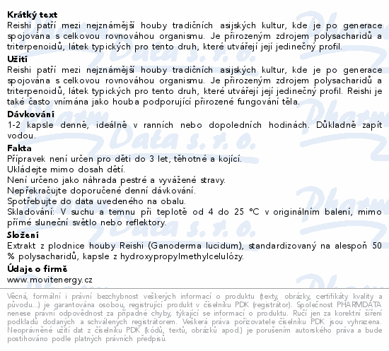 MOVit Reishi 50% polysacharidů 500mg cps.90