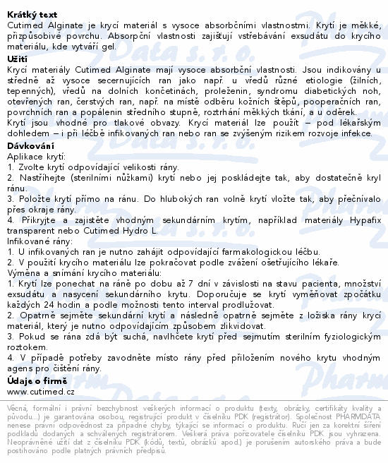 Cutimed Alginate alginátové krytí 10x10cm 10ks