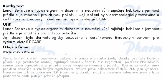 Lenor Sensitive Hypoallegenic aviváž 2650ml