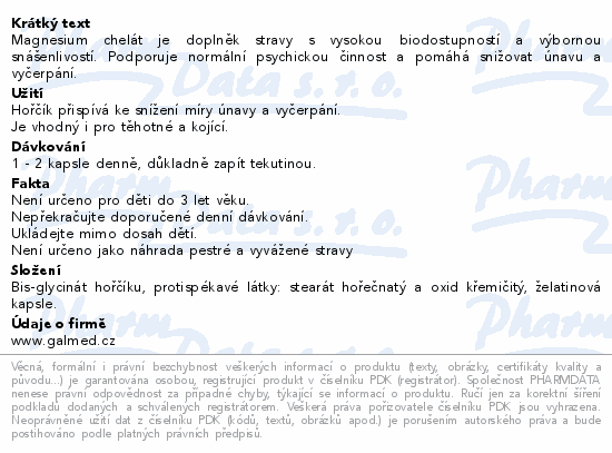 Magnesium chelát cps.100+30 Galmed