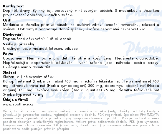 Apotheke Dobrý spánek s konopím čaj 20x1.5g