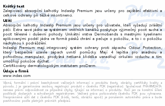 Kalhotky absorpční Indaslip Premium 10+ M 20ks