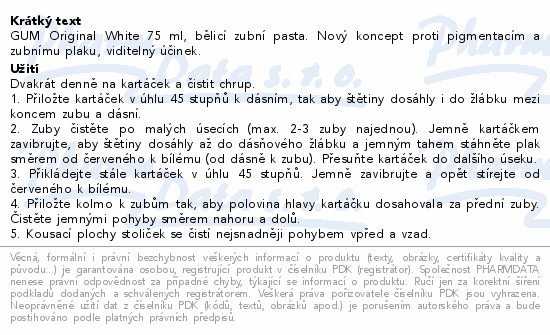 GUM zub.pasta Original White bělicí 75ml G1745EEA