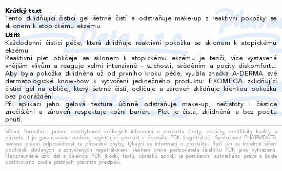 A-DERMA Exomega Zklidňující čisticí gel 200ml