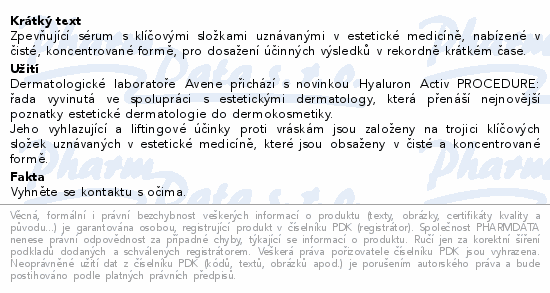 AVENE Hyaluron Activ PROCEDURE Hexapep.sérum 18ml