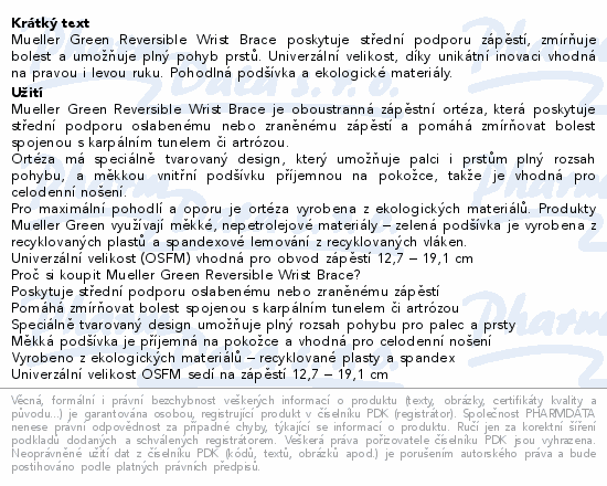 Mueller Wrist Brace Ortéza na zápěstí univerzální