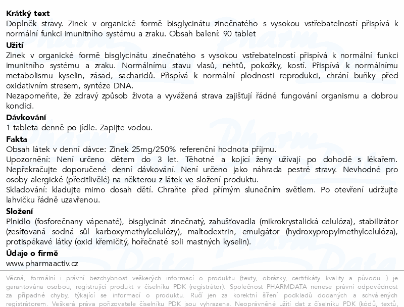 Zinek chelát 25mg tbl.90