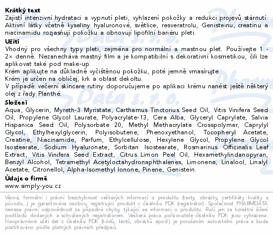 PLANTHÉ Hydratační krém HA+ 50 ml