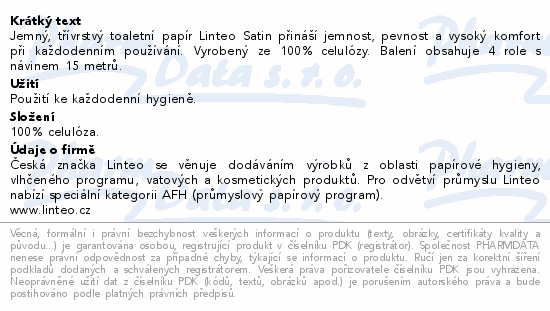 Linteo Toaletní papír SATIN 3vrstvý bílý 4role