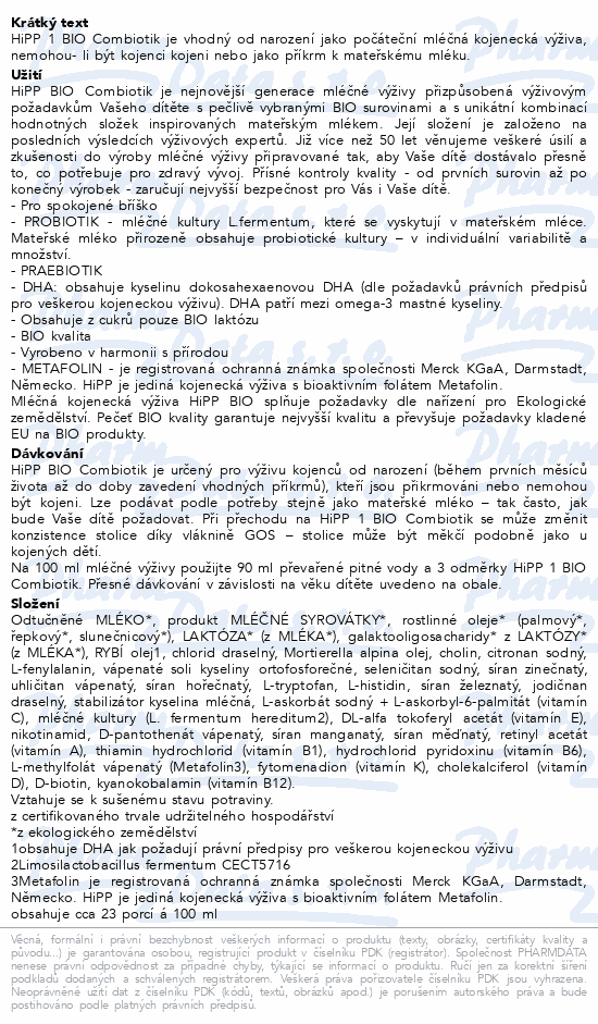HiPP 1 Combiotik kojenecké mléko BIO 300g