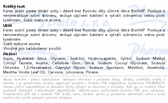 Karex zubní pasta 75ml