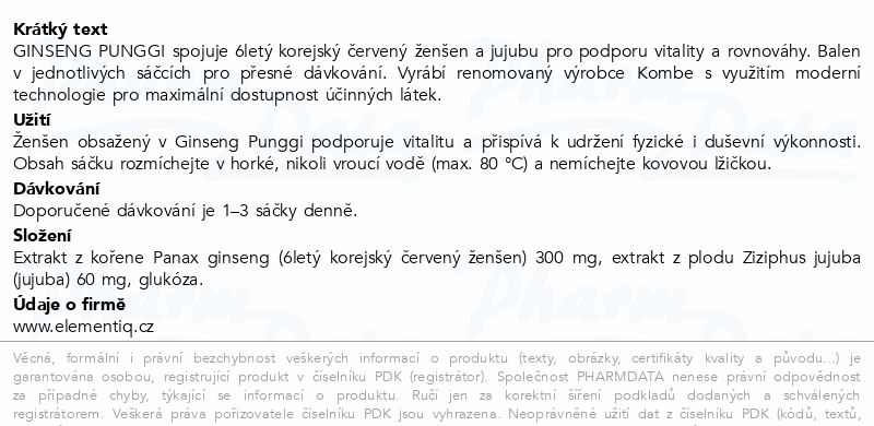Ginseng Punggi Korejský ženšen sáčky 20x3g