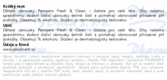 Pampers Fresh&Clean čistící ubrousky 5x52ks