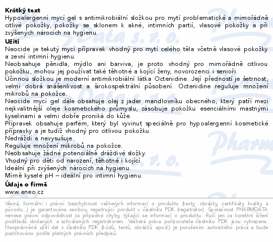 Neocide mycí gel s antimikrob.složkou 200ml ENEO