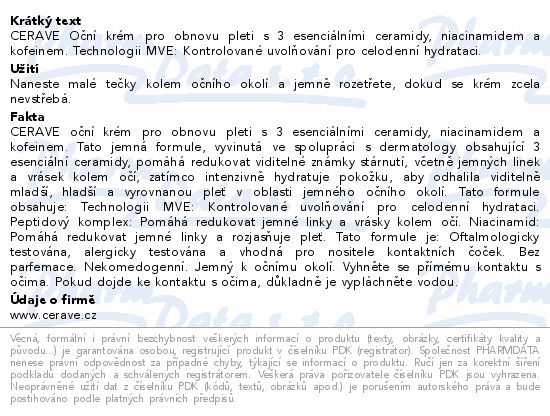 CeraVe Obnovující oční krém14ml