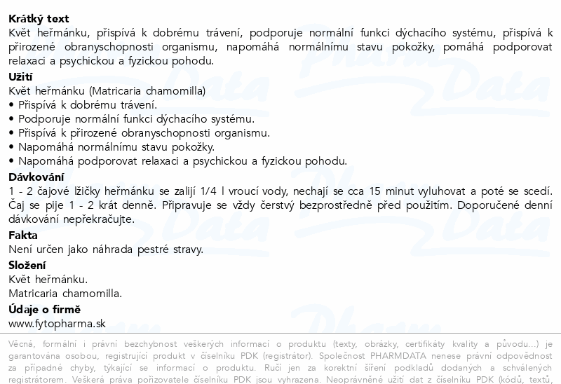 Heřmánek Podpora imun.květ sypaný 80g Fytopharma