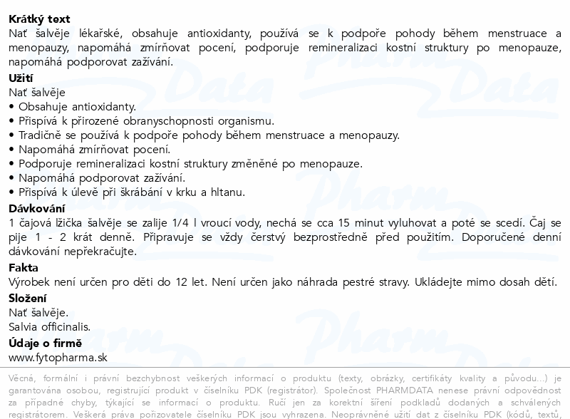 Šalvěj Hrdlo a hlasivky nať sypaná 120g Fytopharma