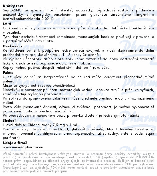 SeptoZINC oční kapky 10ml