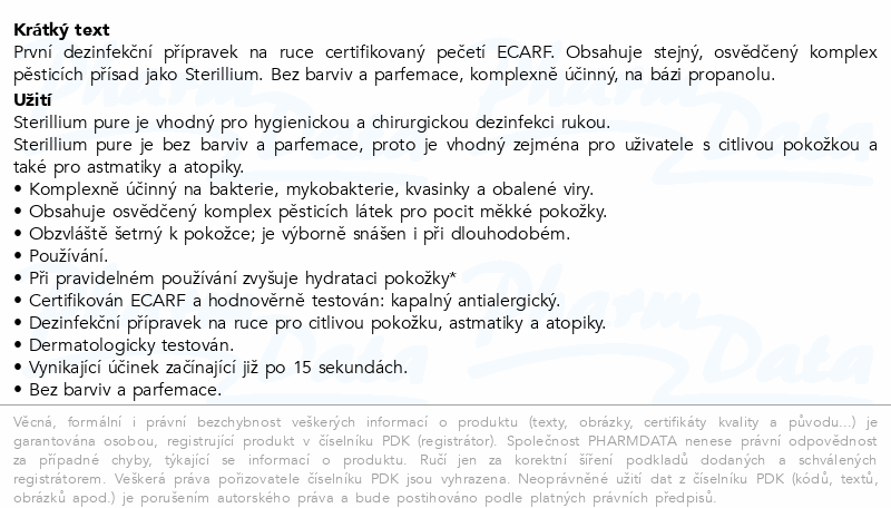 Sterillium Pure dezinfekční přípravek na ruce 5L