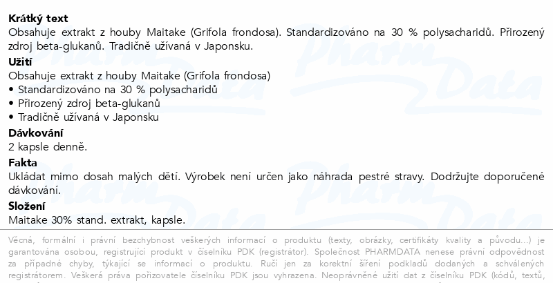Maitake 30% extrakt 500mg cps.60