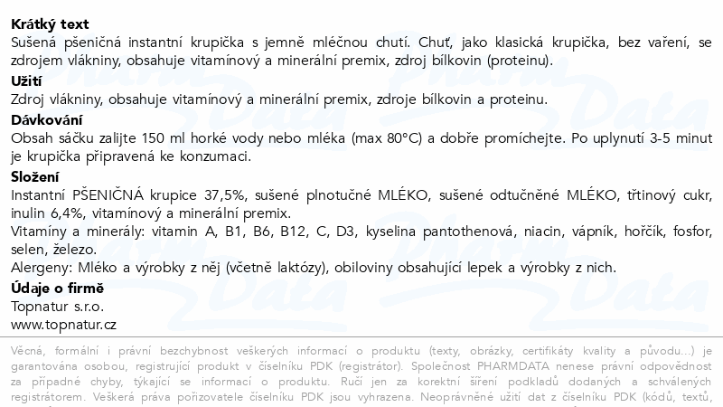 Topnatur Krupicová kaše originál 40g