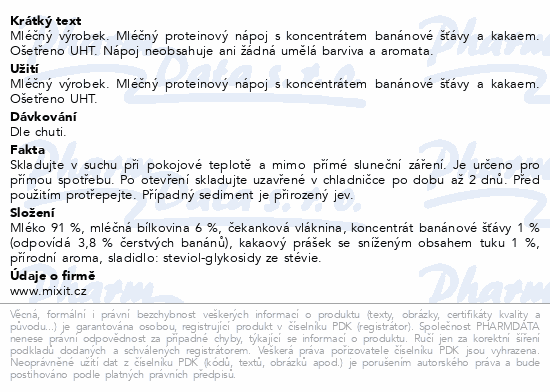 Mixit Proteinový Milkshake banán&kakao 330ml