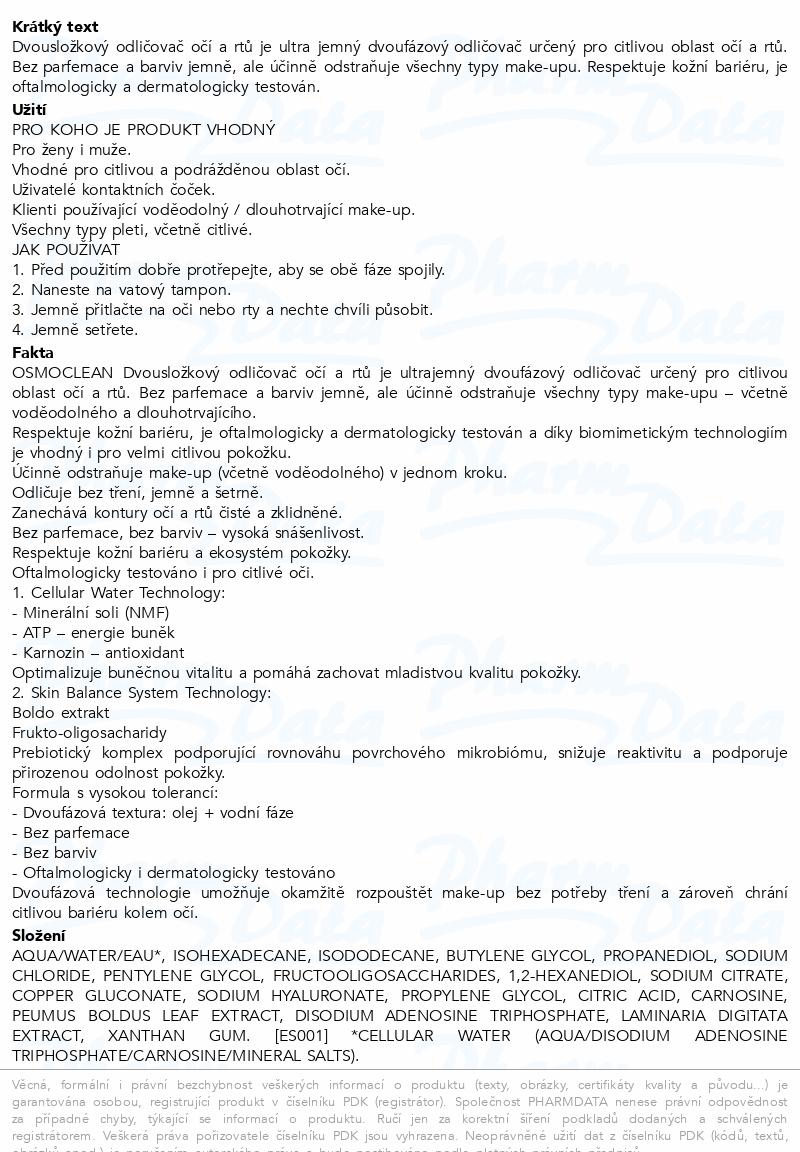 ESTHEDERM Osmoclean make-up remover eye&lips 200ml