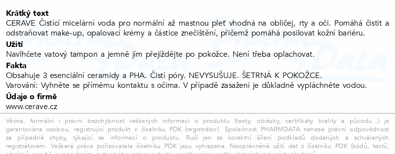 CeraVe Čisticí micelární voda 400ml
