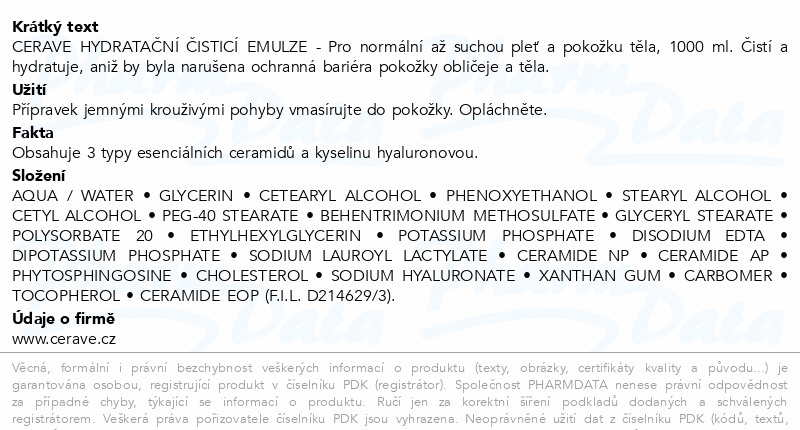 CeraVe Hydratační čisticí emulze 976ml