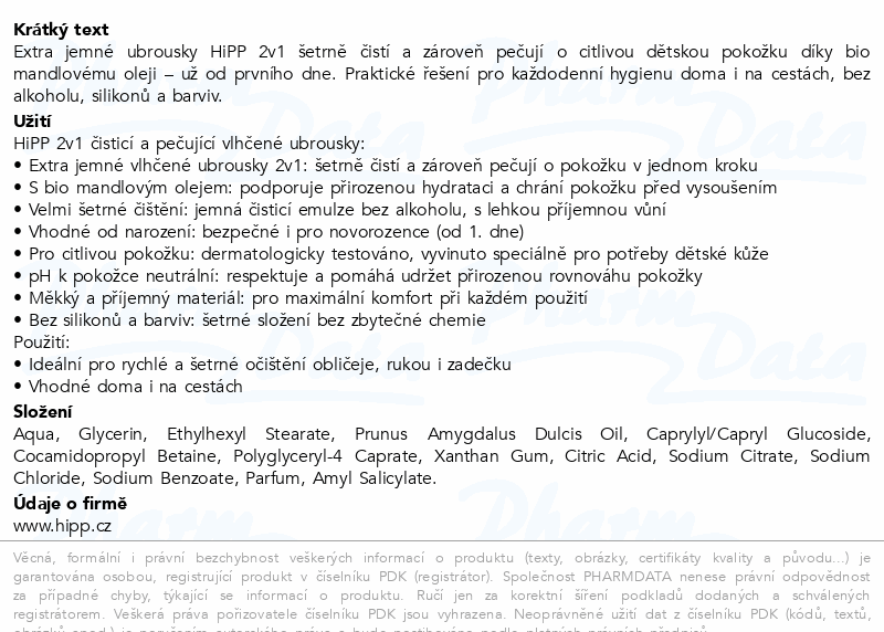 HiPP 2v1 čisticí a pečující vlhčené ubrousky5x48ks