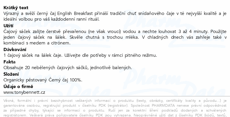 Higher Living čaj English Breakfast BIO 20x2.25g