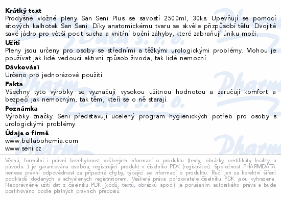 Seni San inkontinenční vložné pleny plus 30ks