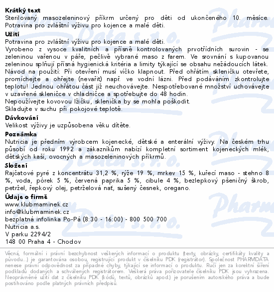 Hami Zeleninové ratatouille s kuřetem 250g 10m+