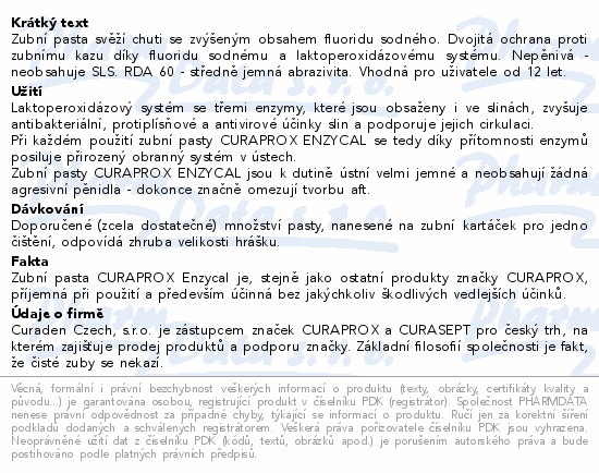 CURAPROX Enzycal 1450ppm zubní pasta 75ml