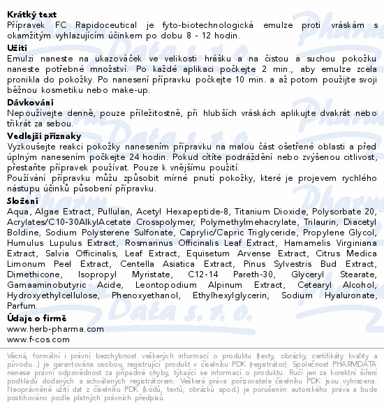 FC Rapidoceutical emulze proti vráskám 30ml