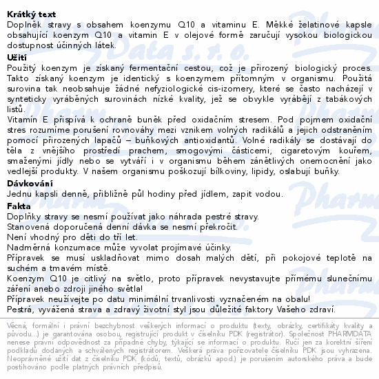Coenzym Q10 60 mg + E vitamin Generica cps.60