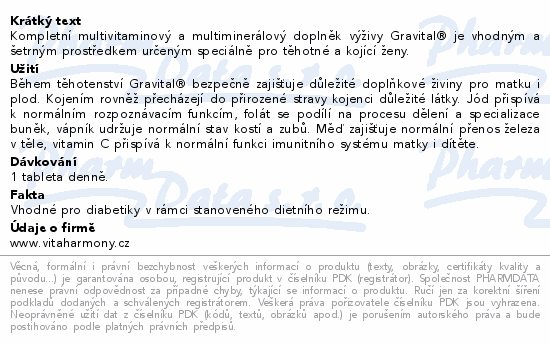 VitaHarmony Gravital tbl.60 pro těhot.a koj.ženy