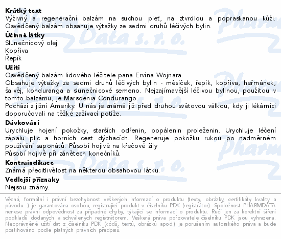 Wojnara Zelený balzám 50g