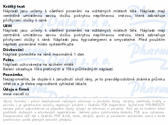 Viacell C121 náplast diskrétní 19x72mm 20ks