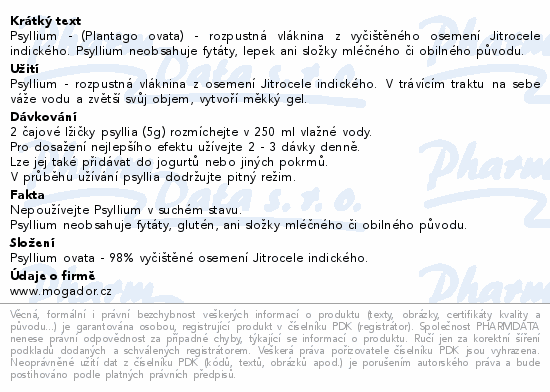 Psyllium vláknina ekonomické balení sáček 250g