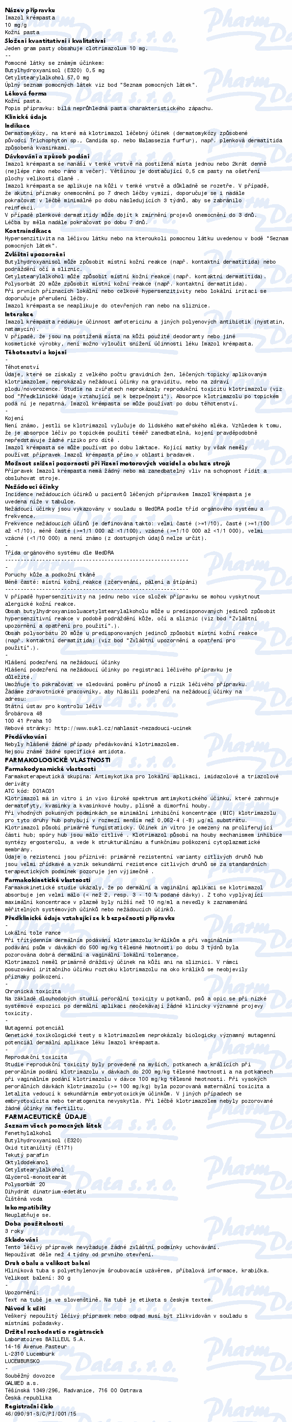 Imazol krémpasta 10mg/g drm.pst.1x30g