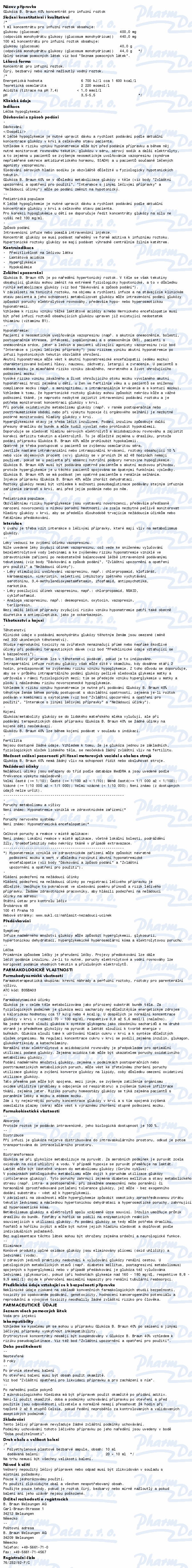 Glukóza B.Braun 40% 400mg/ml inf.cnc.sol.20x10ml