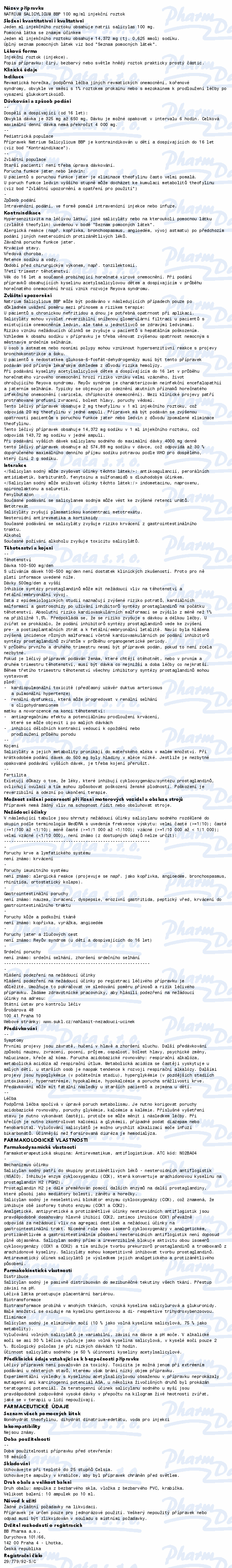 Natrium Salicylicum BBP 100mg/ml inj.sol.10x10ml