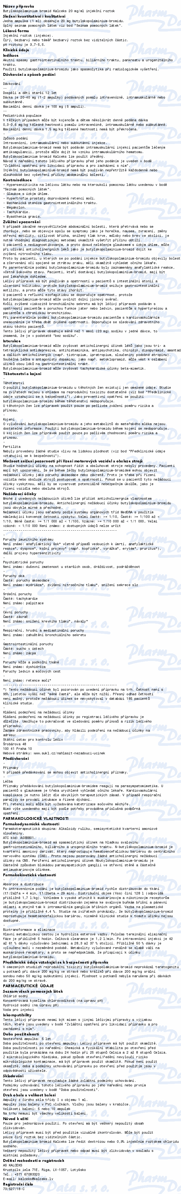 Butylskopolaminium br.Kalceks 20mg/ml inj.sol5x1ml