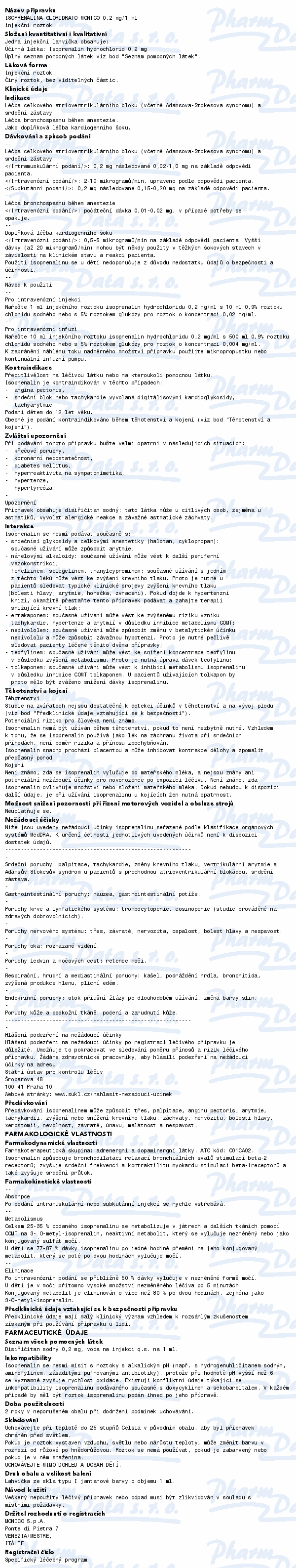 Isoprenalina Cloridrato Monico 0.2mg/ml inj.5x1ml