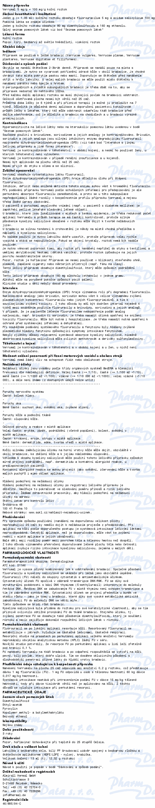 Verrumal 5mg/g+100mg/g drm.sol.13ml