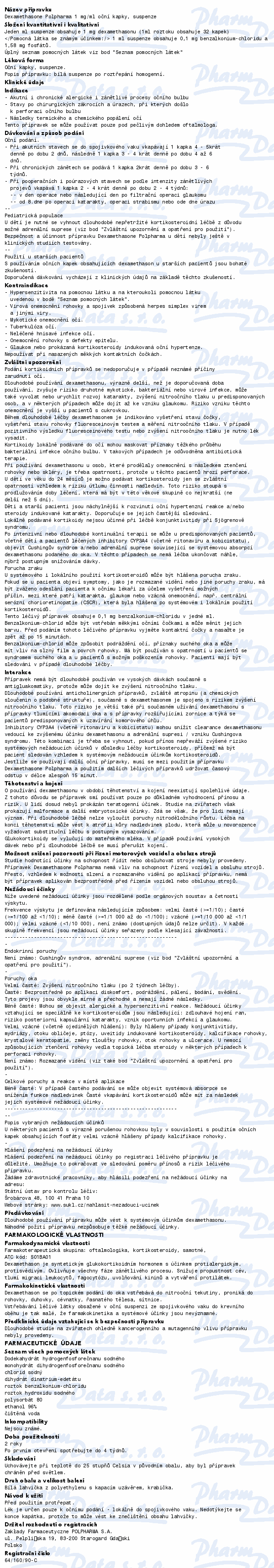 Dexamethasone Wzf Polfa 1mg/ml oph.gtt.sus1x5ml PE