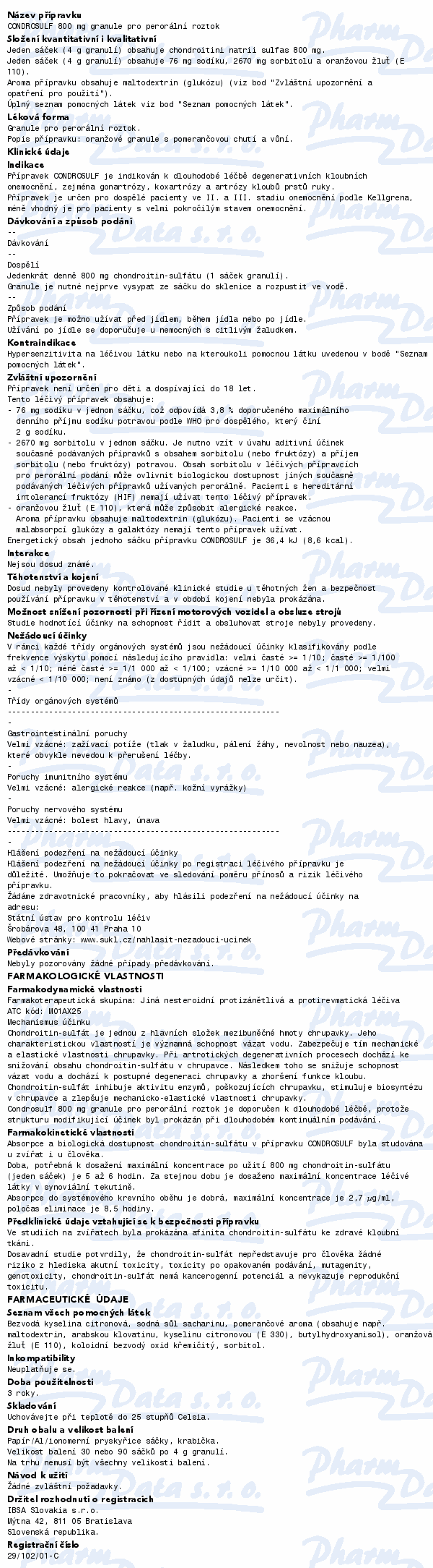 Condrosulf 800mg por.gra.sol.30